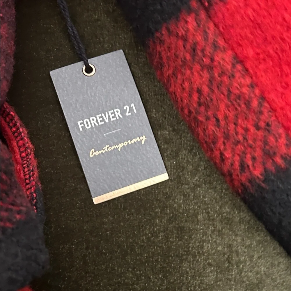 Forever 21 Red and Black Plaid Coat